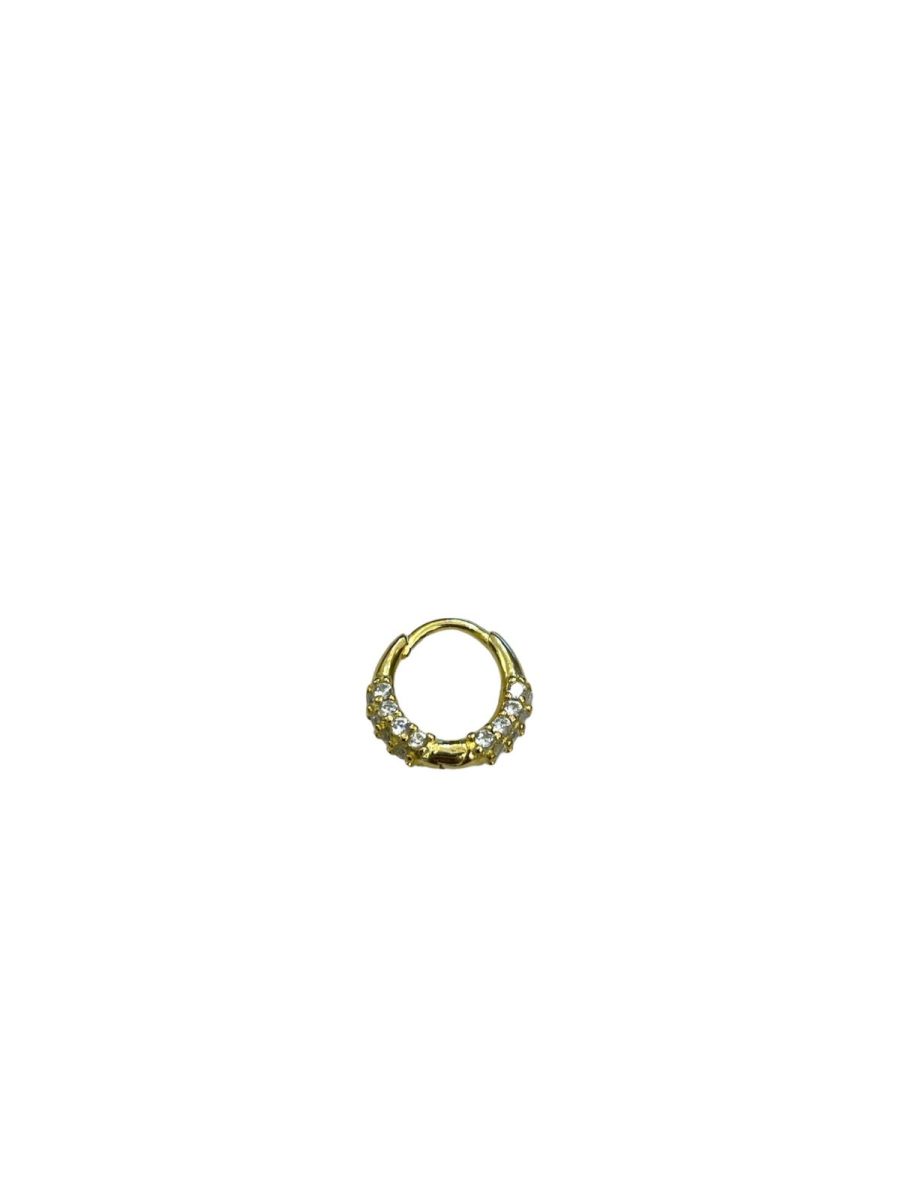 Mini Halka Taşlı Gold Halka Piercing