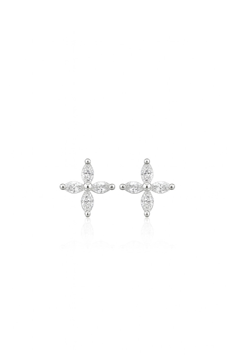 Markiz Vidalı Silver Küpe | Orta Boy