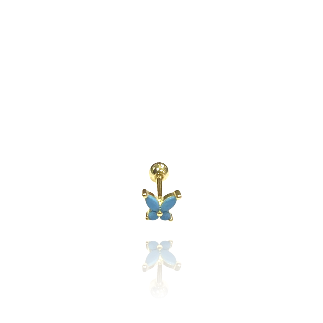 Firuze Taşlı Kelebek Gold Piercing