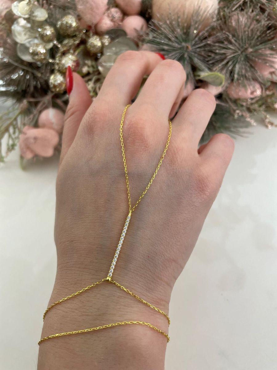 Çubuk Form Taşlı Gold Şahmeran