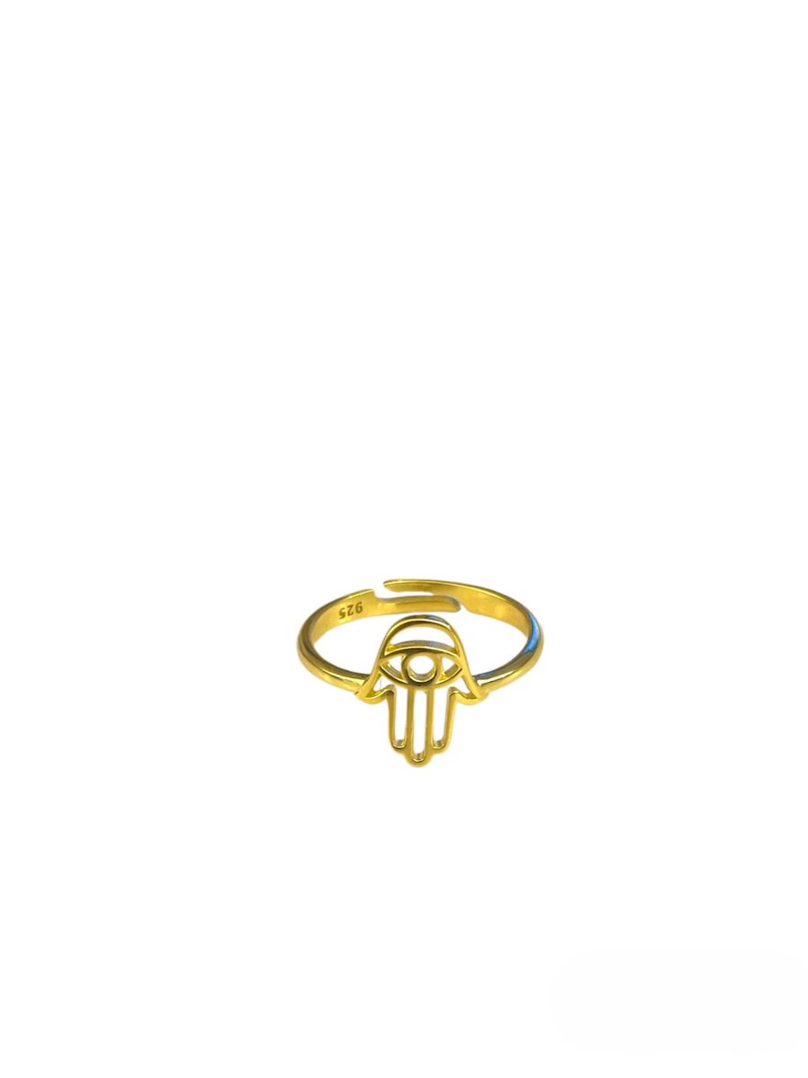 Ayarlanabilir Gold Hamsa Yüzük