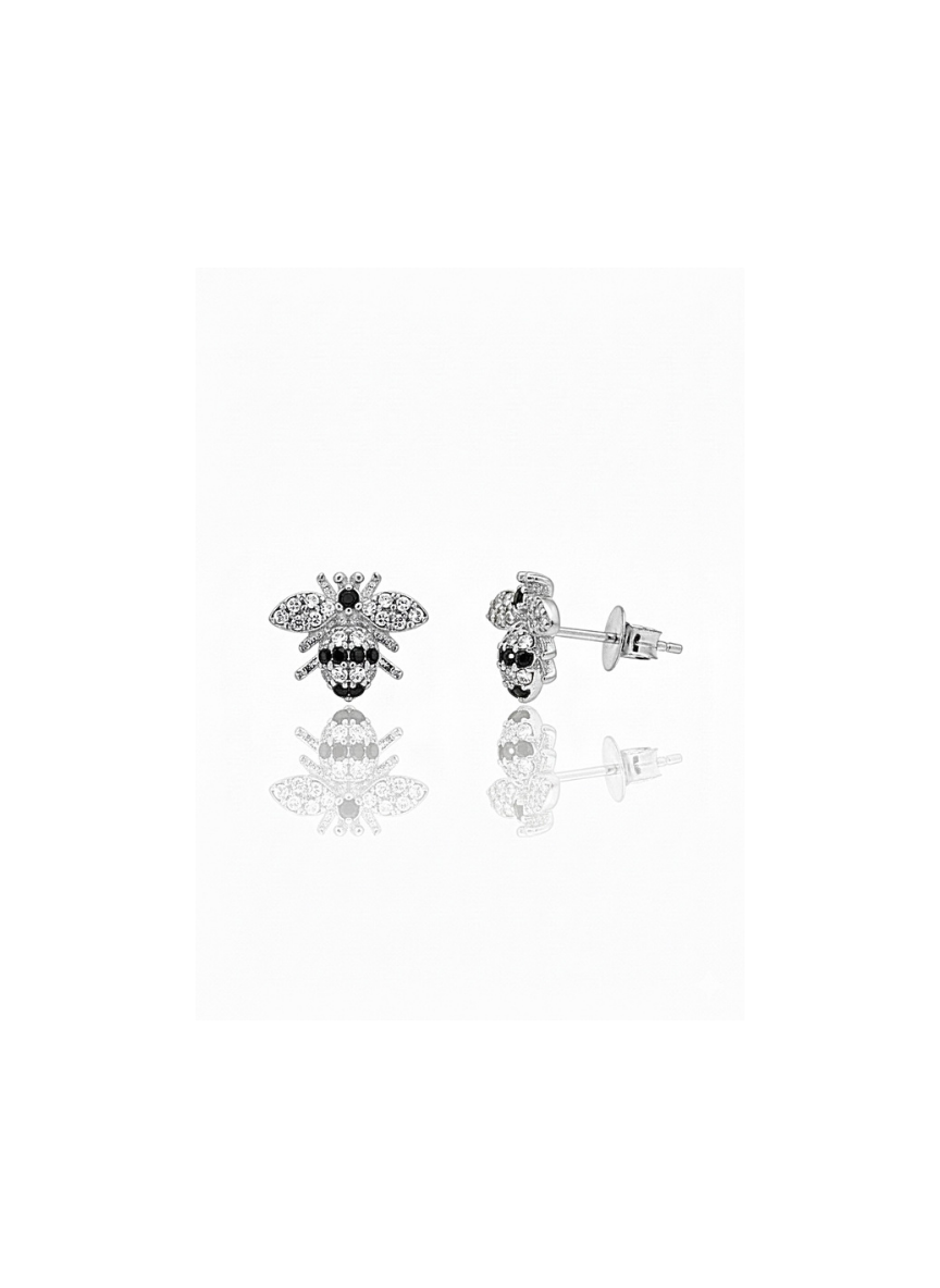 Siminkari Arısı Silver Vidalı Küpe | New Collection