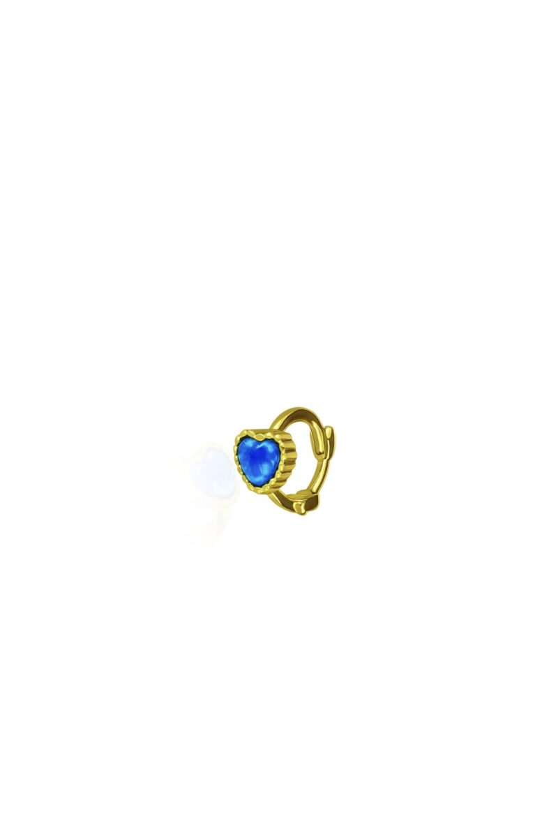 Opal Taşlı Kalp Mini Gold Halka Piercing