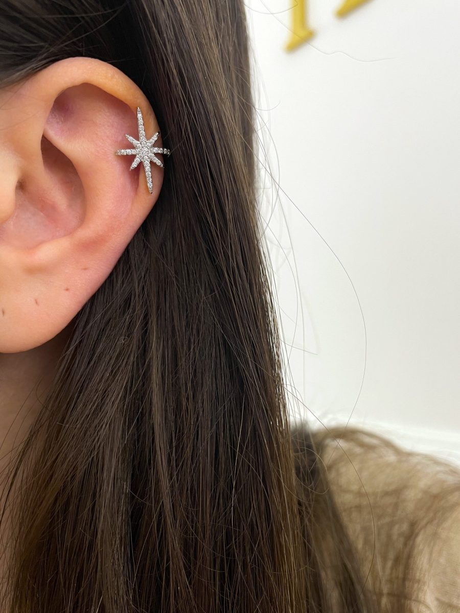Taşlı Kutup Yıldızı Kıkırdak Küpesi Ear Cuff