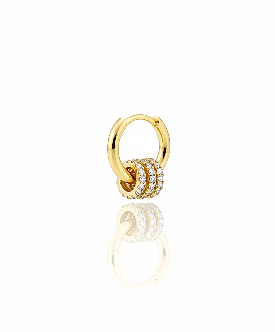 Oynar Taşlı Mini Gold Halka Küpe
