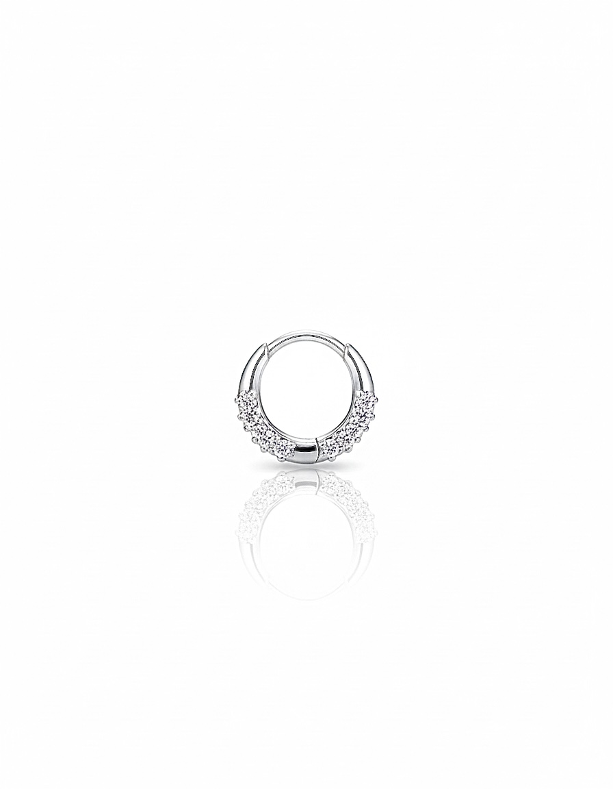 Mini Işıltılı Taşlı Silver Halka Küpe