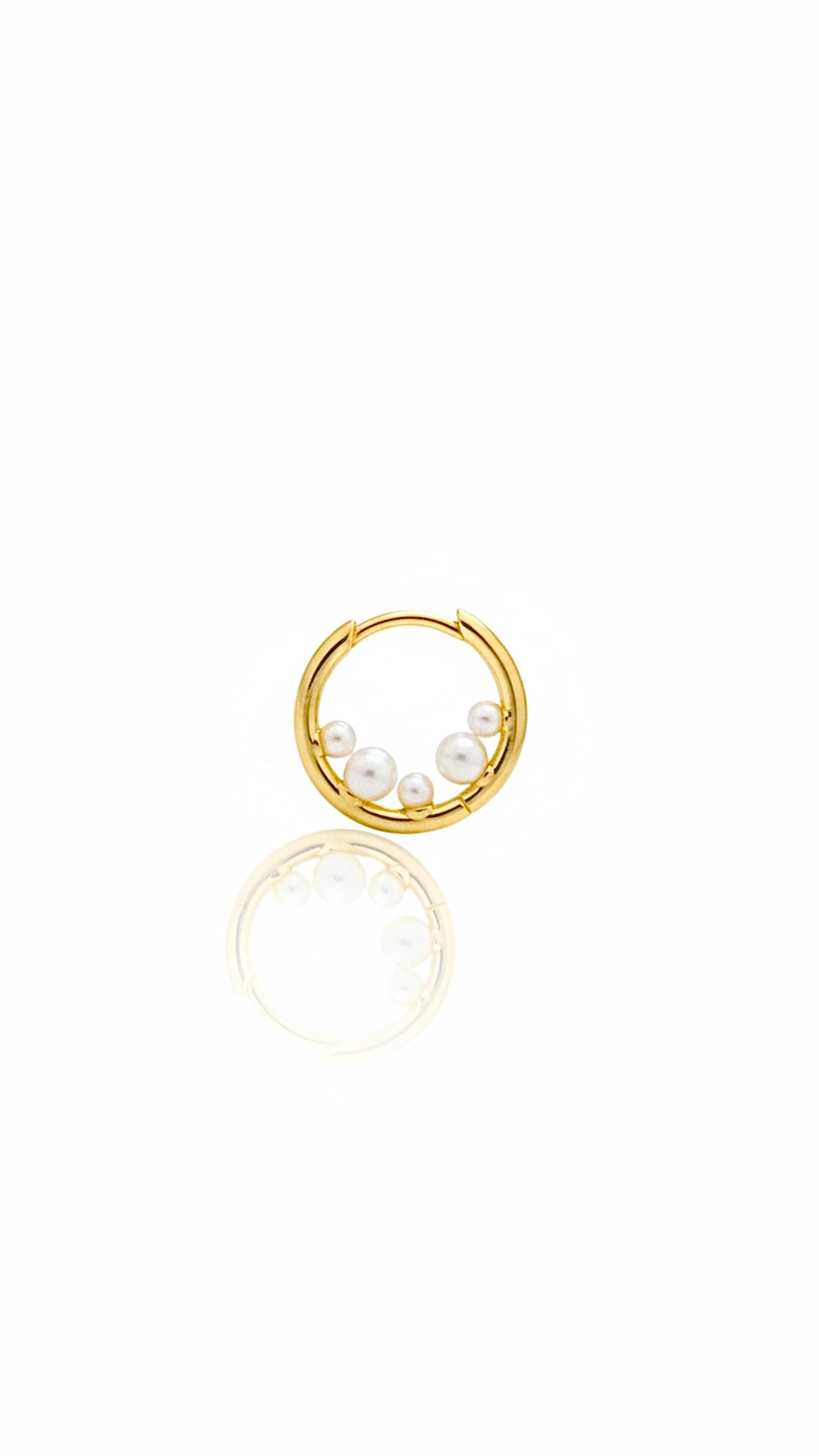 İnci Detaylı Mini Gold Halka Küpe