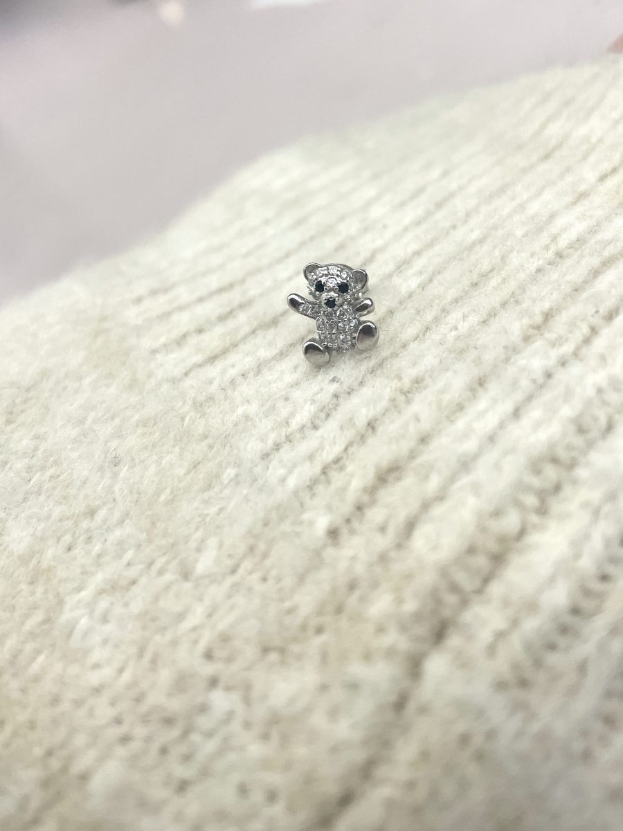 Ayıcık Silver Vidalı Küpe