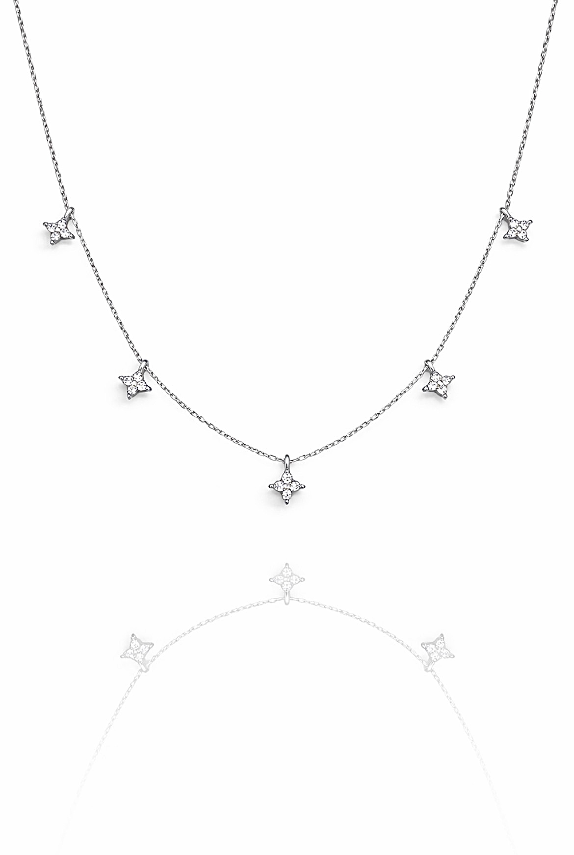 Mini Kutup Yıldızları Sıralı Silver Dainty Kolye | New Collection