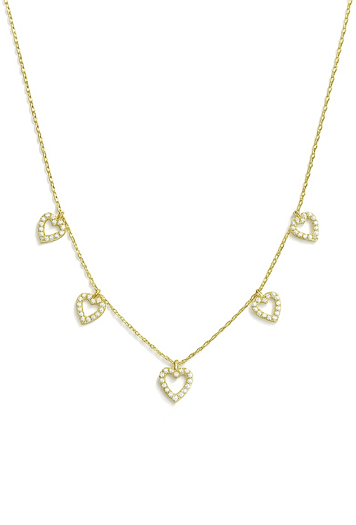 Mini Kalp Sıralı Gold Dainty Kolye | New Collection