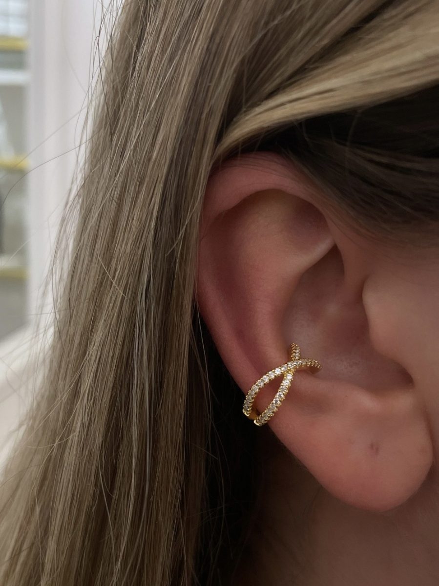 Çapraz Taşlı Kıkırdak Küpesi Ear Cuff