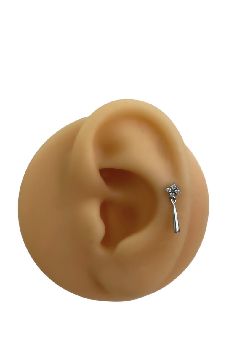 Taşlı Çubuk Sallantılı Silver Piercing