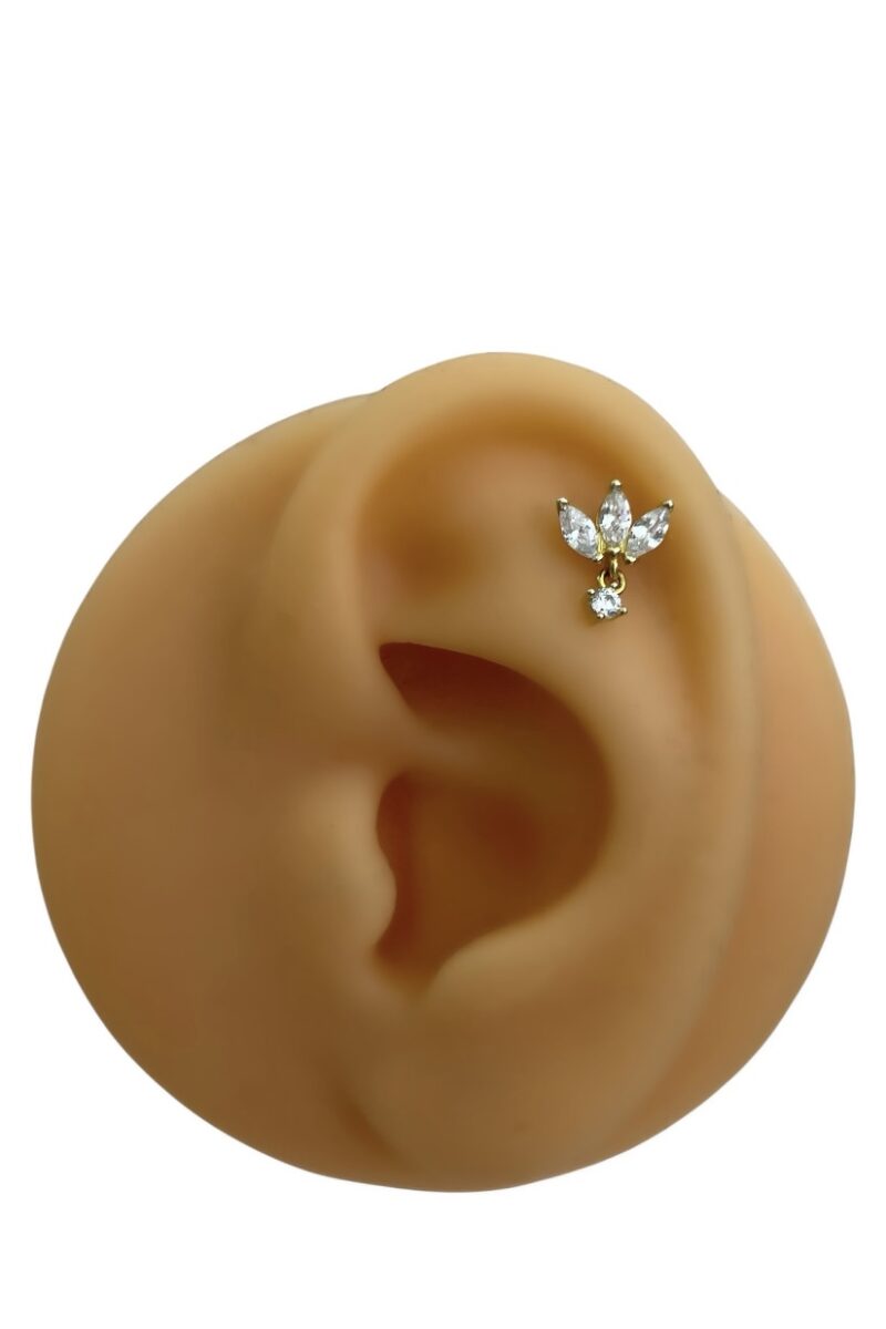Büyük Lotus Sallantılı Gold Piercing