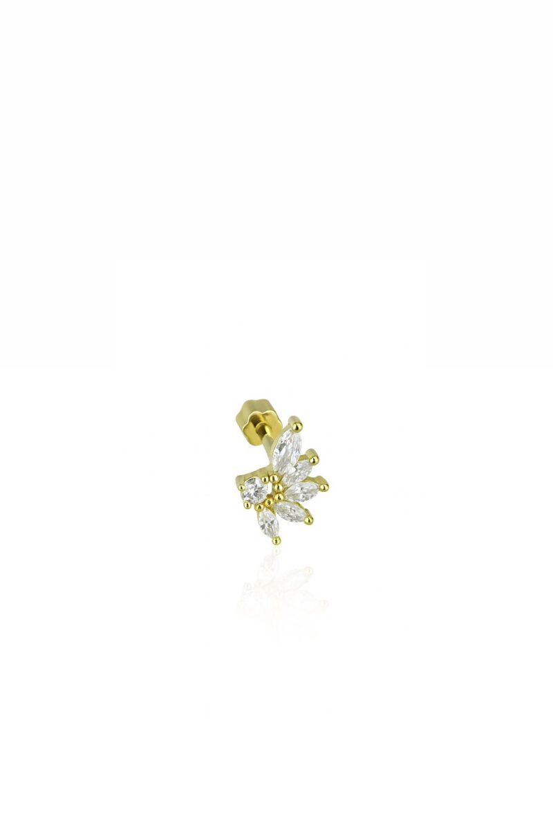 Taşlı 5 Yaprak Gold Piercing