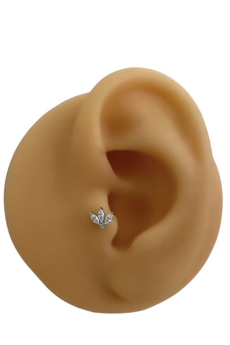 Taşlı Lotus Silver Piercing