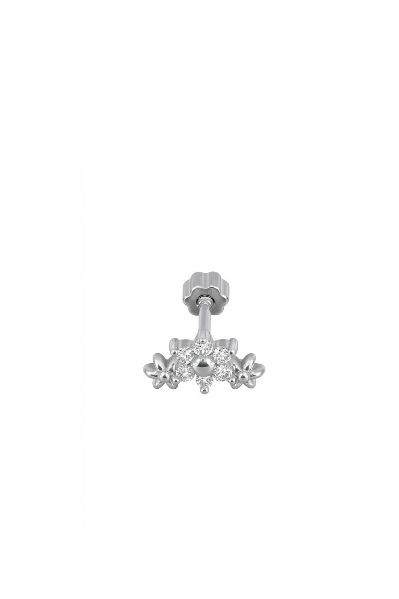 Işıltılı Sıralı Mini Silver Çiçek Piercing