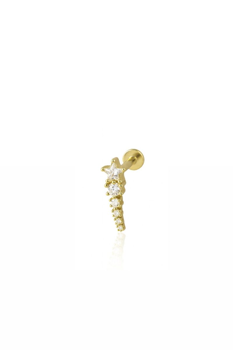 Kayan Yıldız Işık Süzmesi Gold Piercing