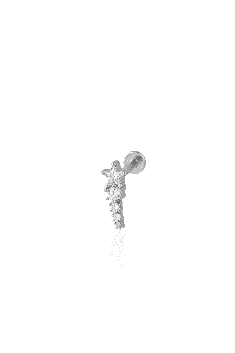 Kayan Yıldız Işık Süzmesi Silver Piercing