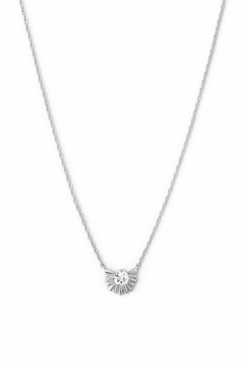 Yarım Taşlı Silver Kolye | New Collection