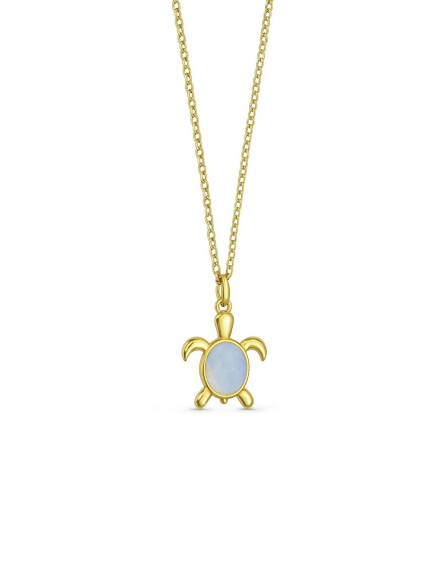 Opal Taşlı Gold Kaplumbağa Kolye | New Collection