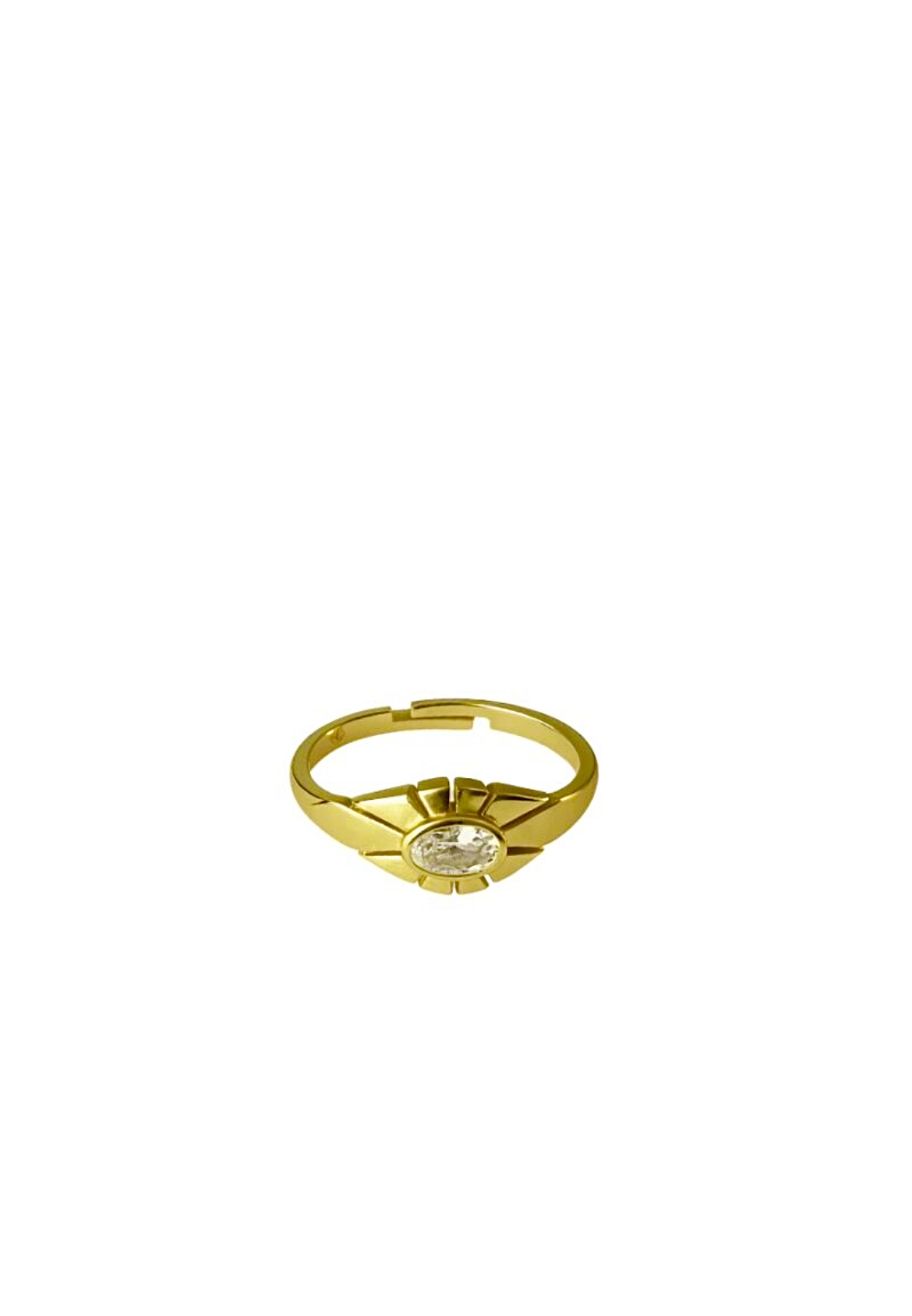 Ayarlanabilir Taşlı Gold Plaka Yüzük