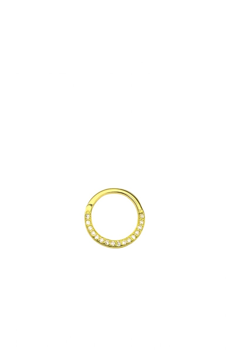 İnce Yarım Taşlı Gold Halka Helix Piercing Küpe