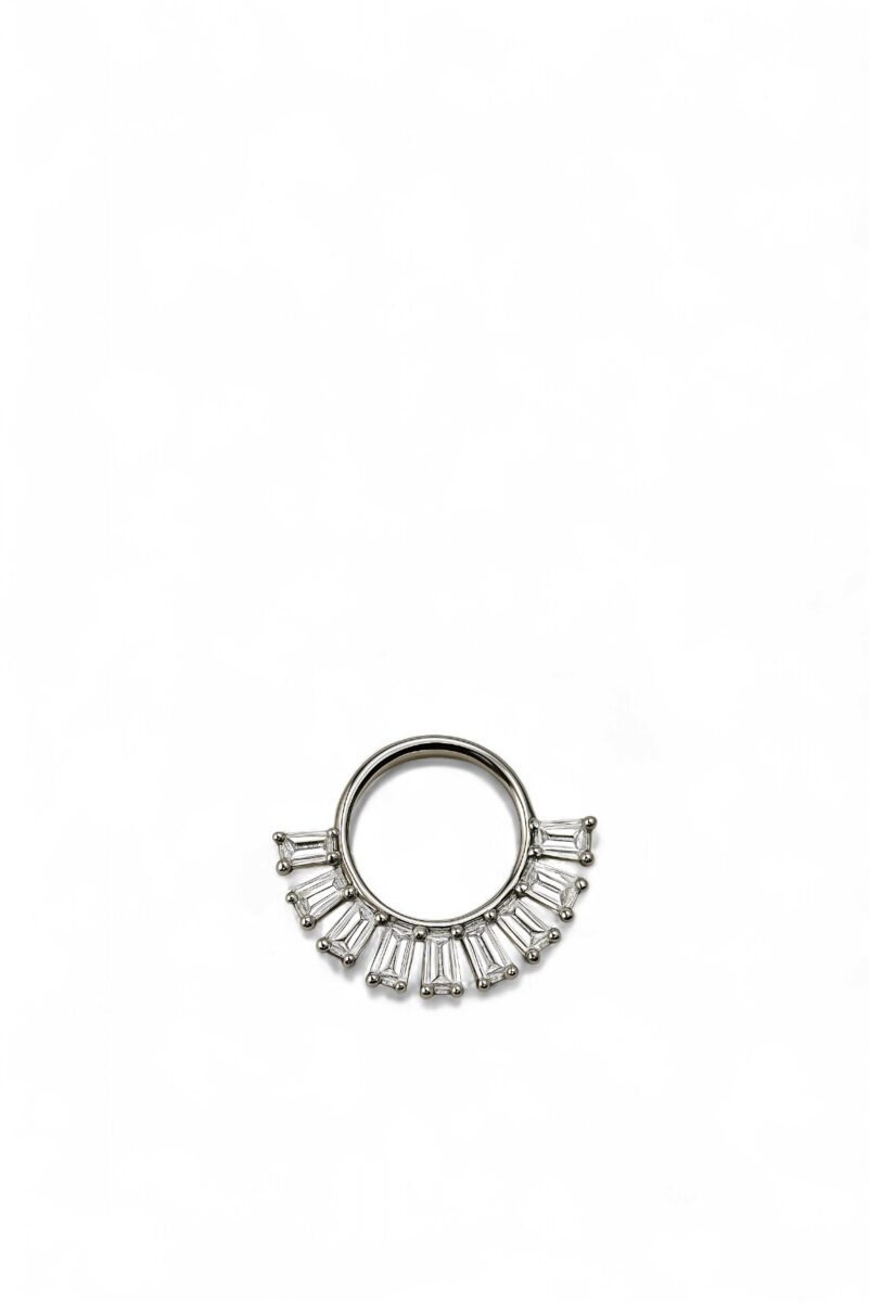 '-G23 TİTANYUM - Baget Taşlı Halka Piercing