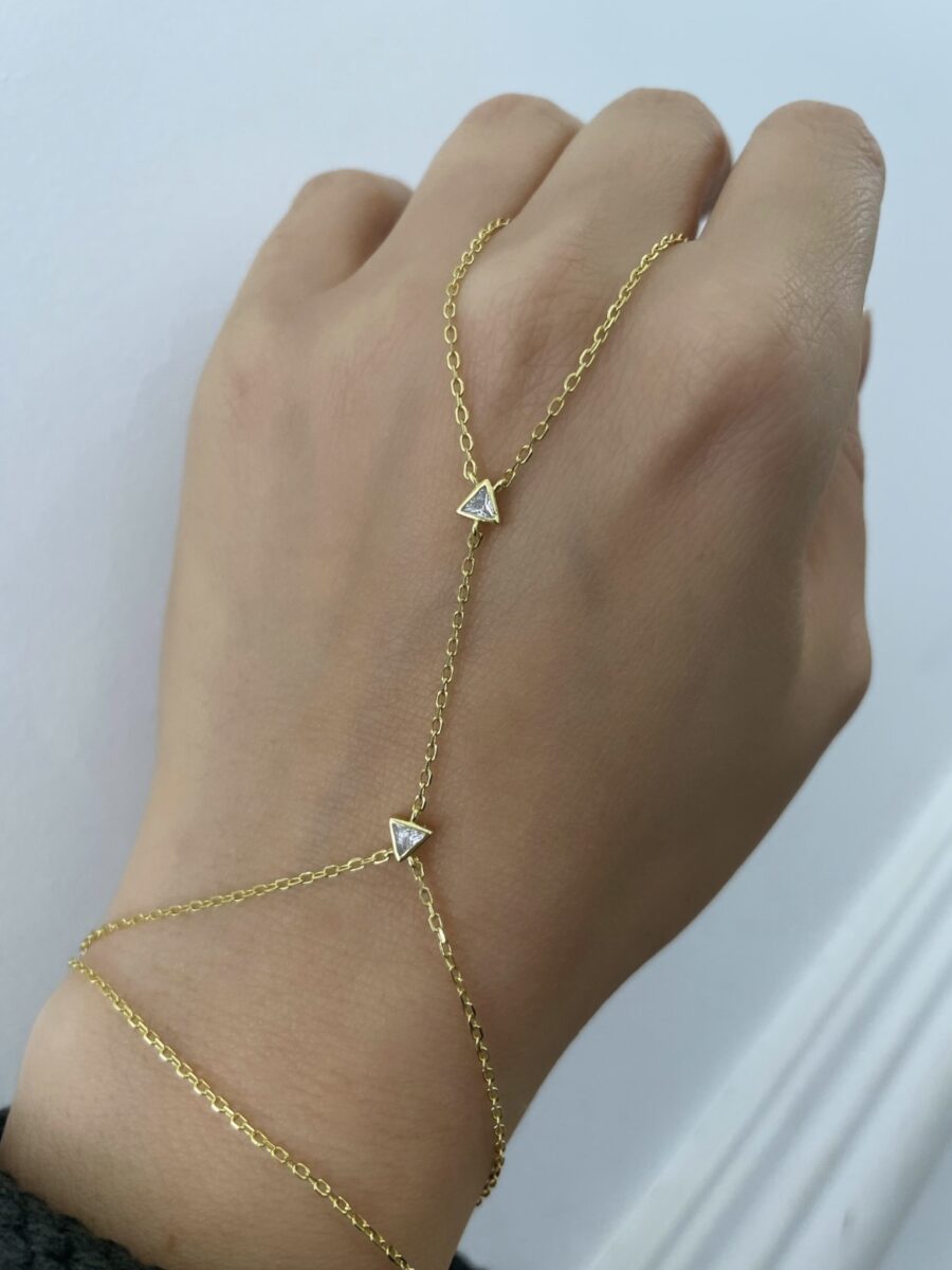Mini Üçgen Taş Detaylı Gold Şahmeran | New Collection
