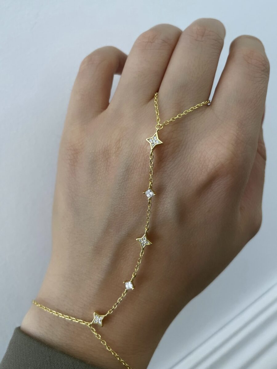 Mini Kutup Yıldızı Ve Tek Taş Sıralı Gold Şahmeran | New Collection