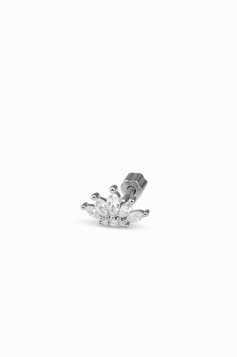 Damla Taşlı Silver Taç Piercing