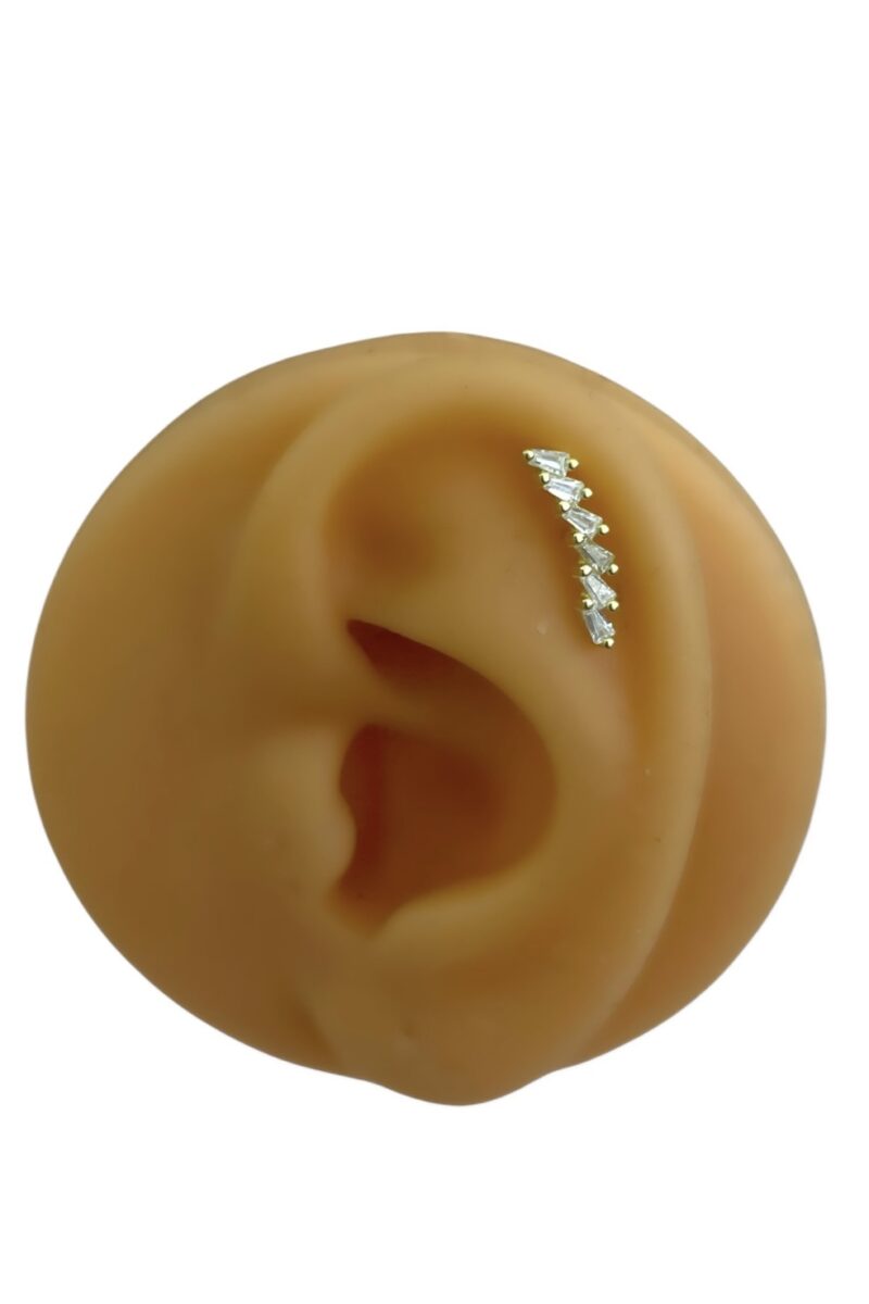 Baget Taşlı Uzun Gold Piercing