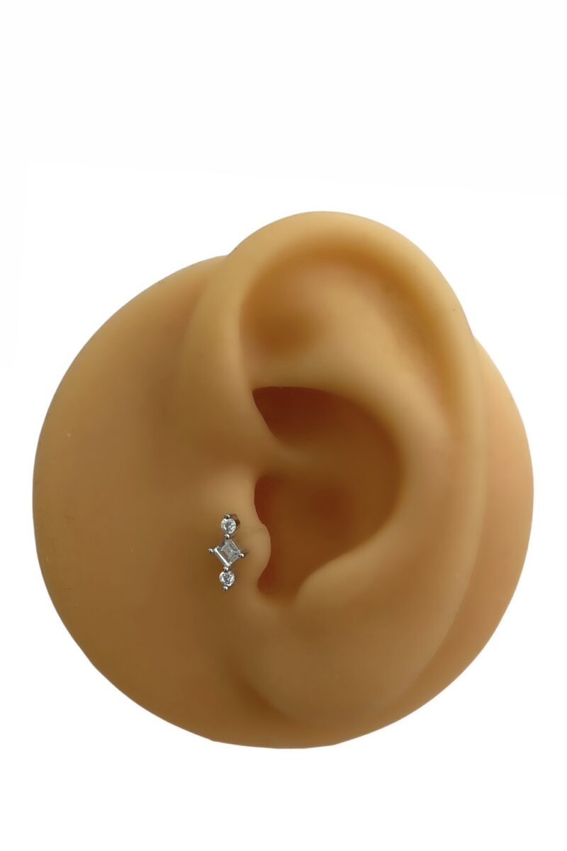 Taşlı Silver Geo Piercing