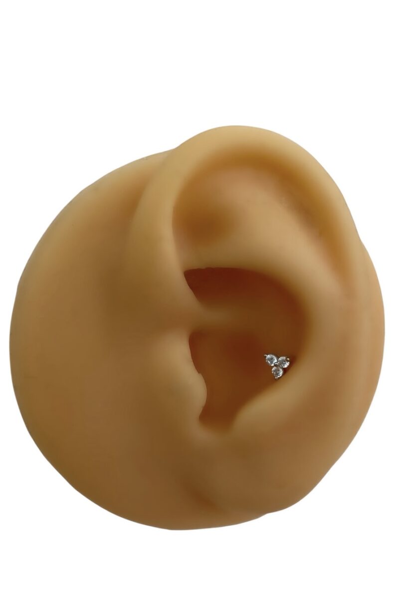Mini Üç Taşlı Silver Piercing