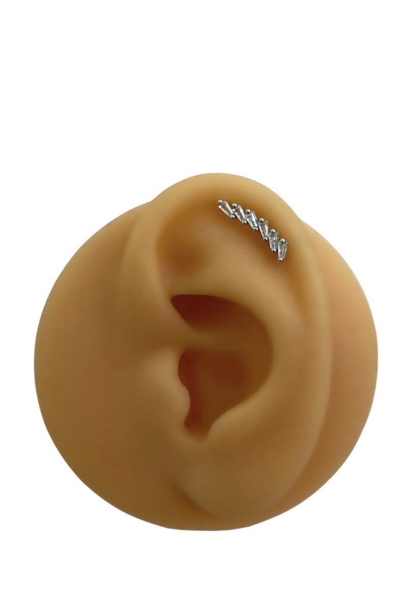 Baget Taşlı Uzun Silver Piercing