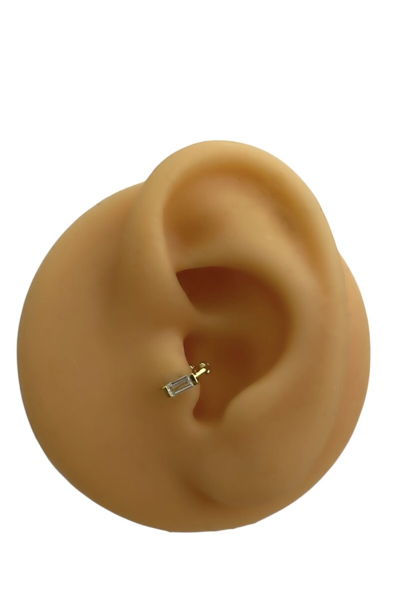 Beyaz Baget Taşlı Halka Piercing