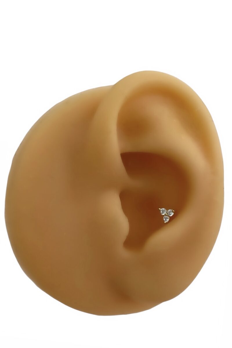 Mini Üç Taşlı Gold Piercing