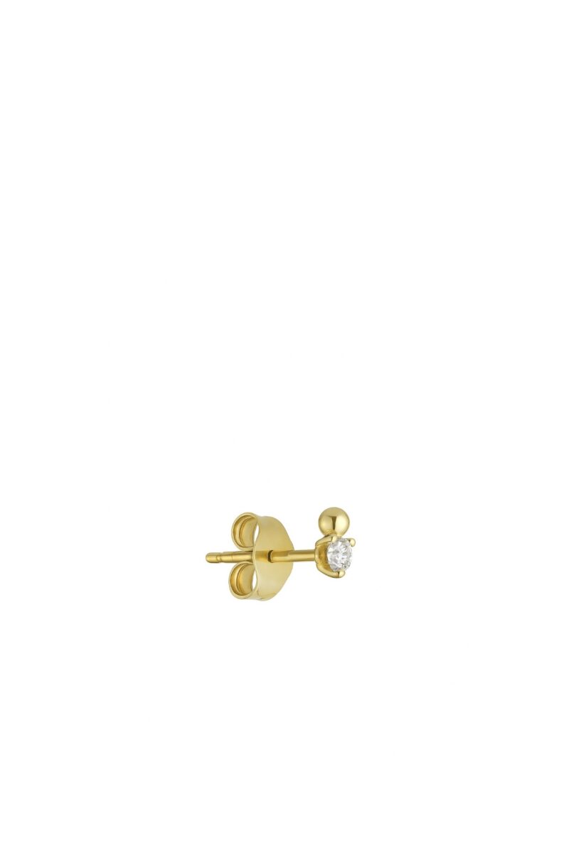 Mini Tek Taş Gold Vidalı Küpe