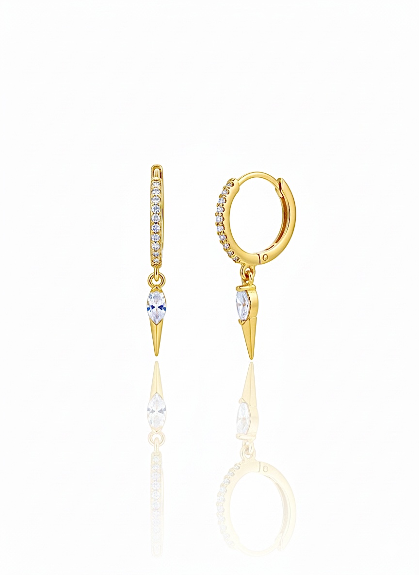 Işıltılı Mızrak Gold Halka Küpe | New Collection