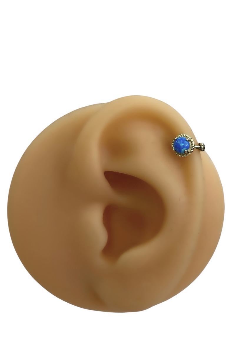 Büyük Opal Taşlı Halka Piercing Küpe