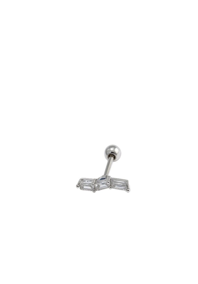 Baget Taşlı Silver Zik Zak Piercing