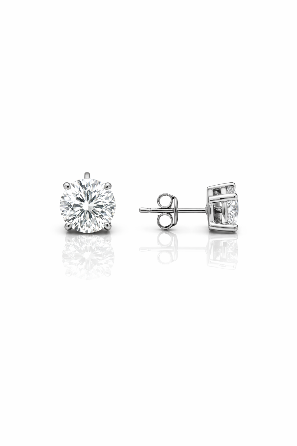 8 mm Tek Taş Pırlanta Montür Silver Vidalı Küpe