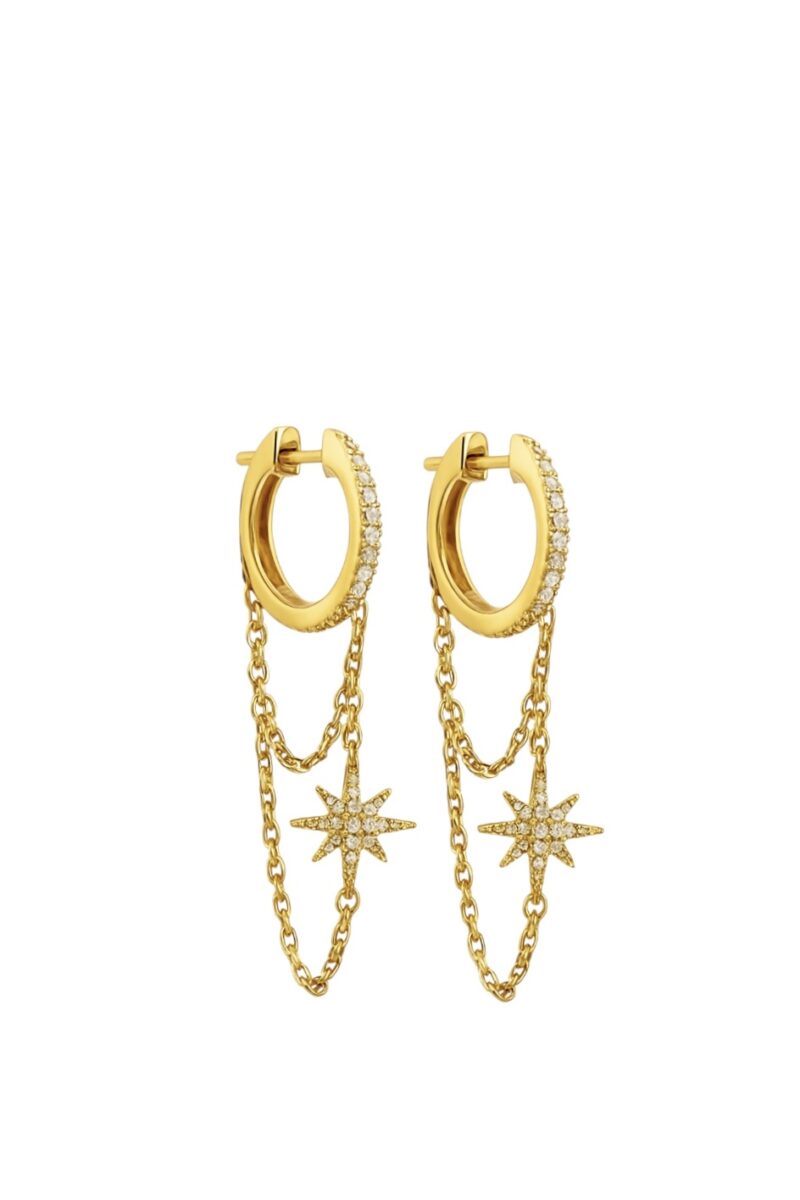 Kutup Yıldızı Sallantılı Gold Halka Küpe | New Collection