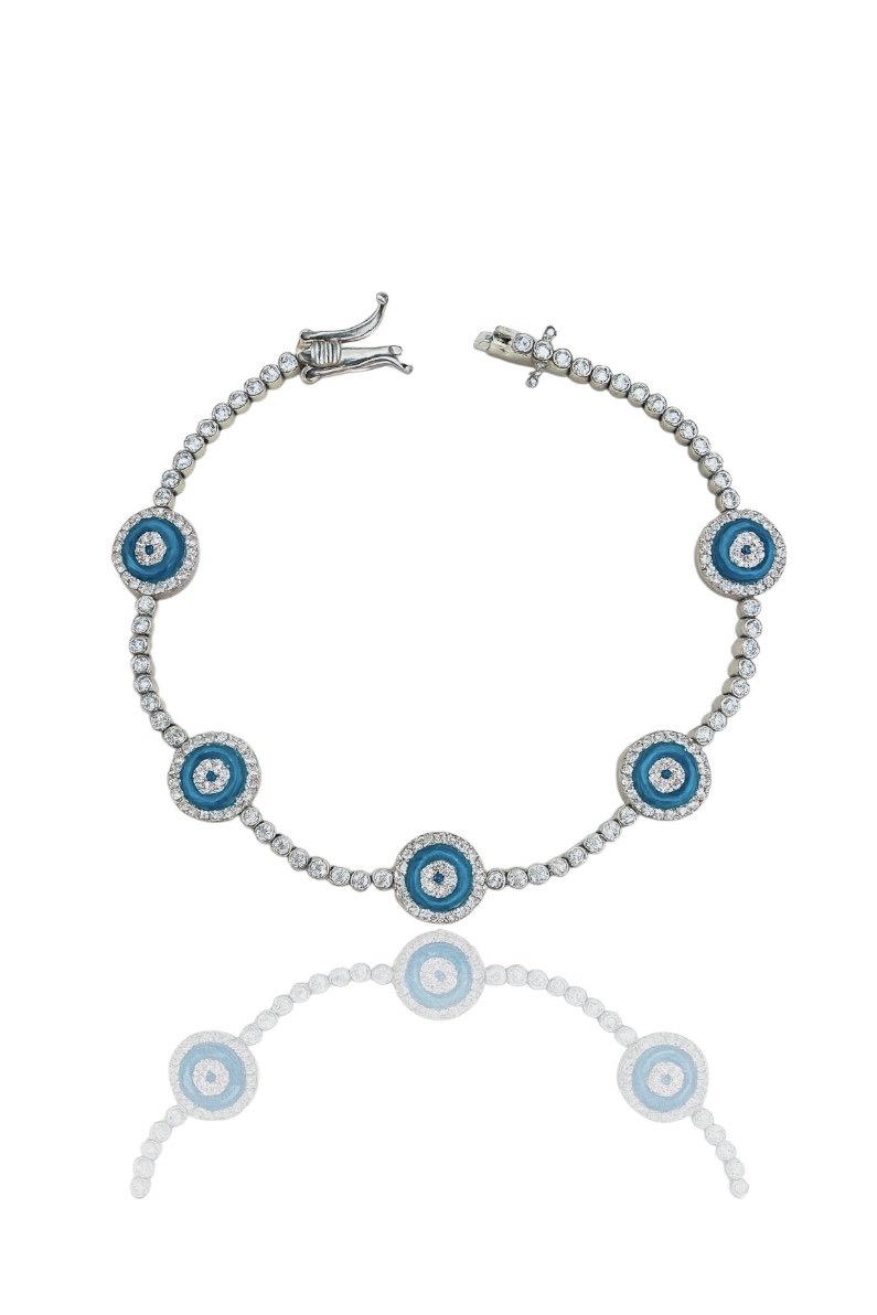 1 mm Su Yolu Silver Camgöz Bileklik | Beşli