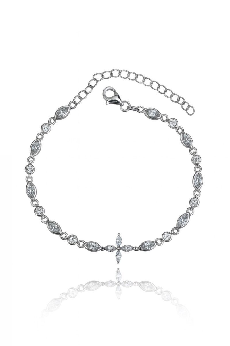 Sıralı Taşlı Silver Tekli Markiz Bileklik