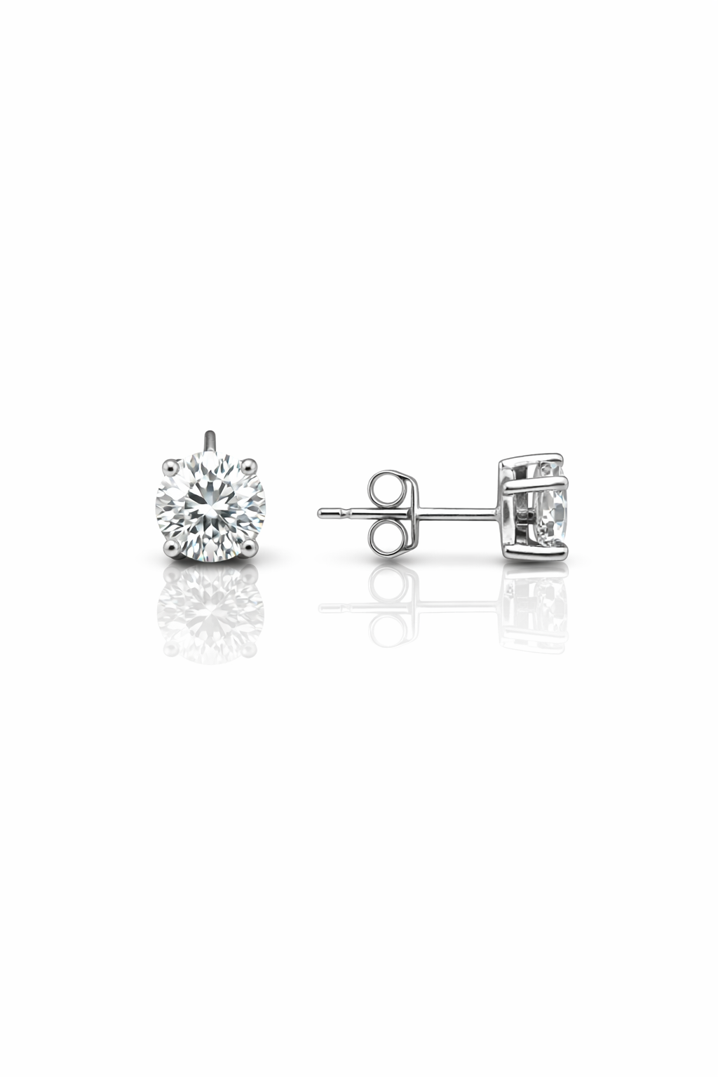 6 mm Tek Taş Pırlanta Montür Silver Vidalı Küpe