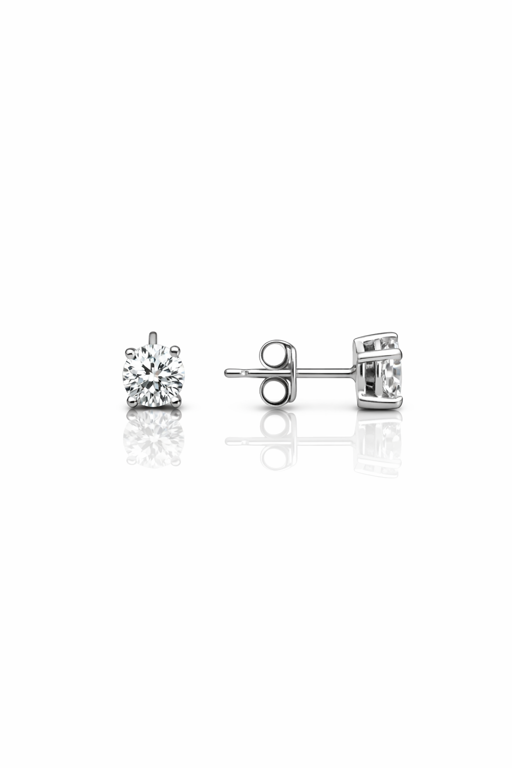 5 mm Tek Taş Pırlanta Montür Silver Vidalı Küpe