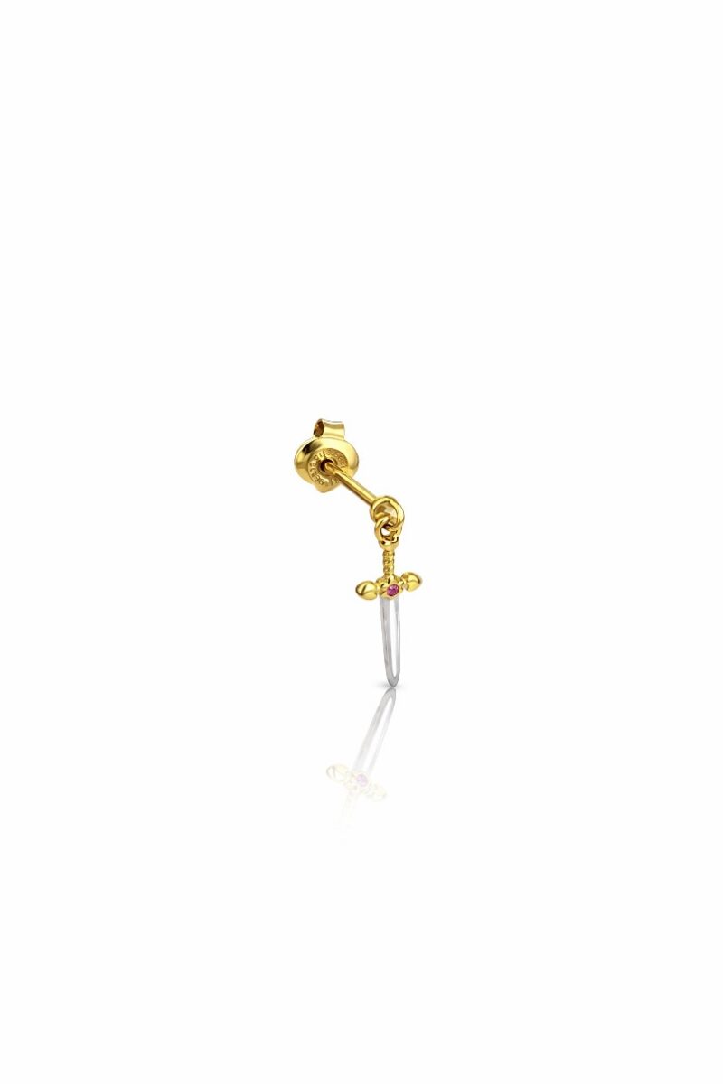 Mızrak Gold Vidalı Küpe
