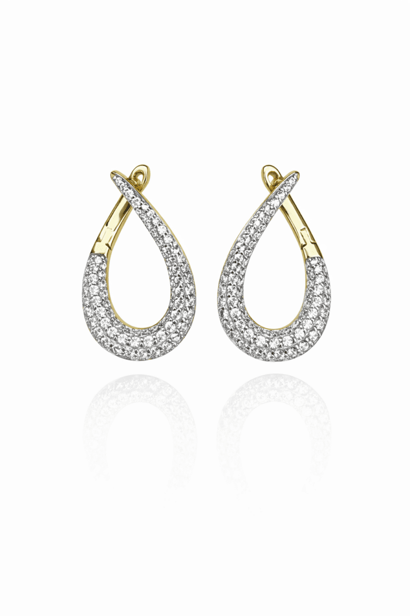 Pave Taşlı Damla Form Küpe | New Collection