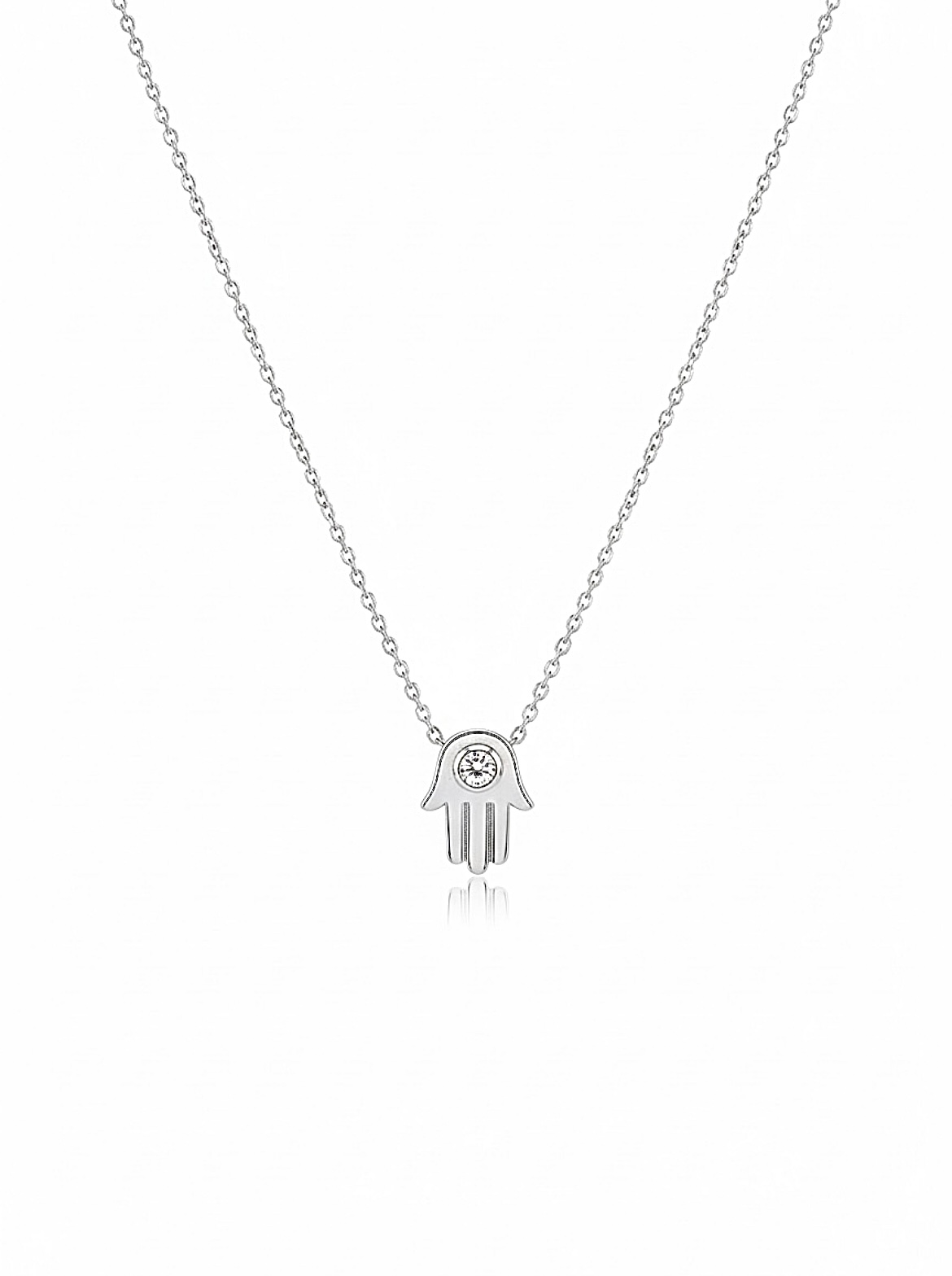 Taşlı Silver El Kolye