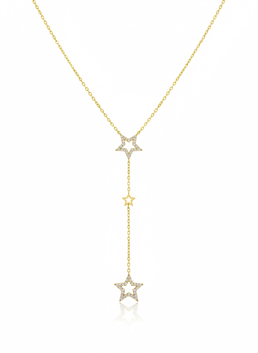 Yıldızlı Gold Y Kolye | New Collection